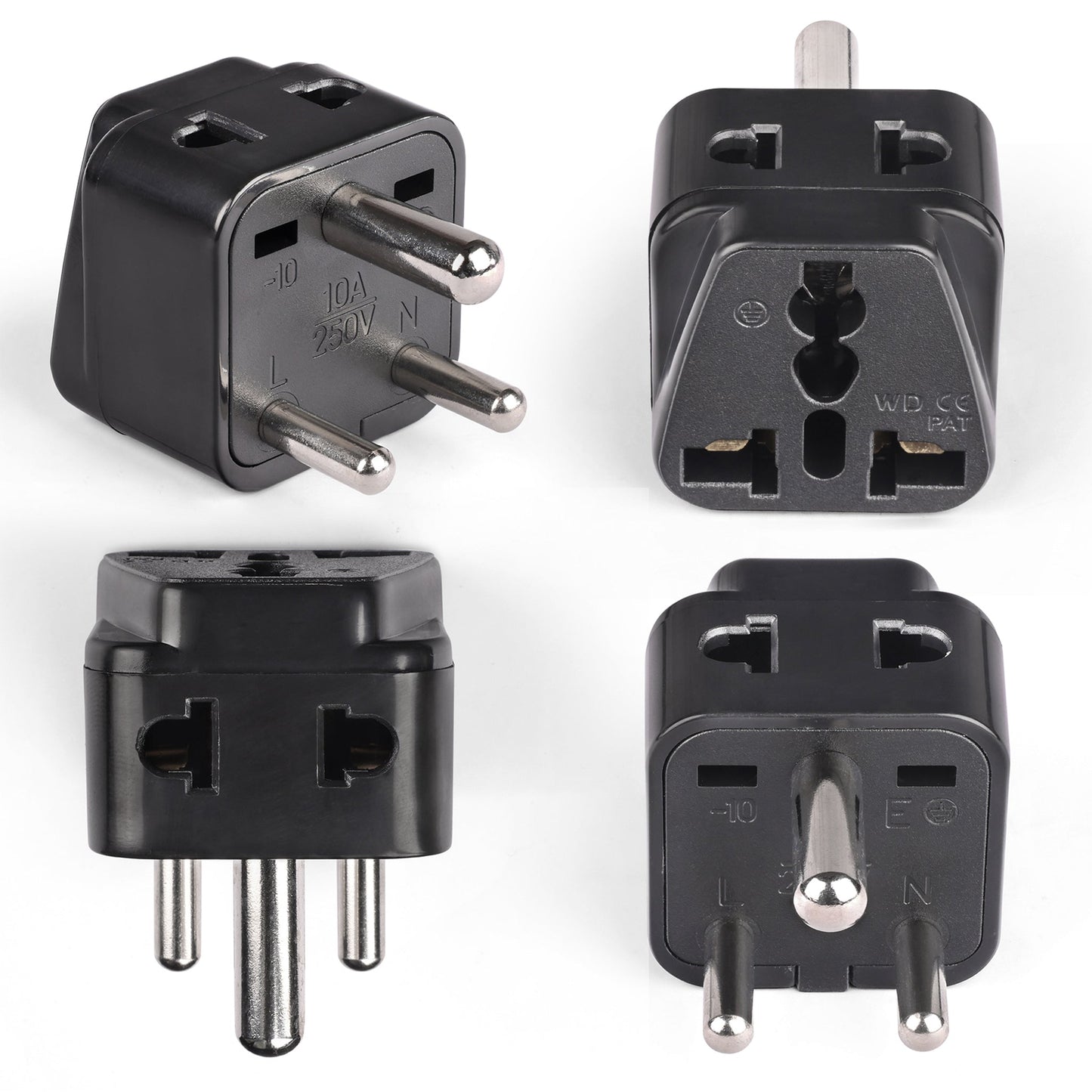 India, Nepal Travel Adapter - 2 in 1 - Type D - Compact Design (DB-10)