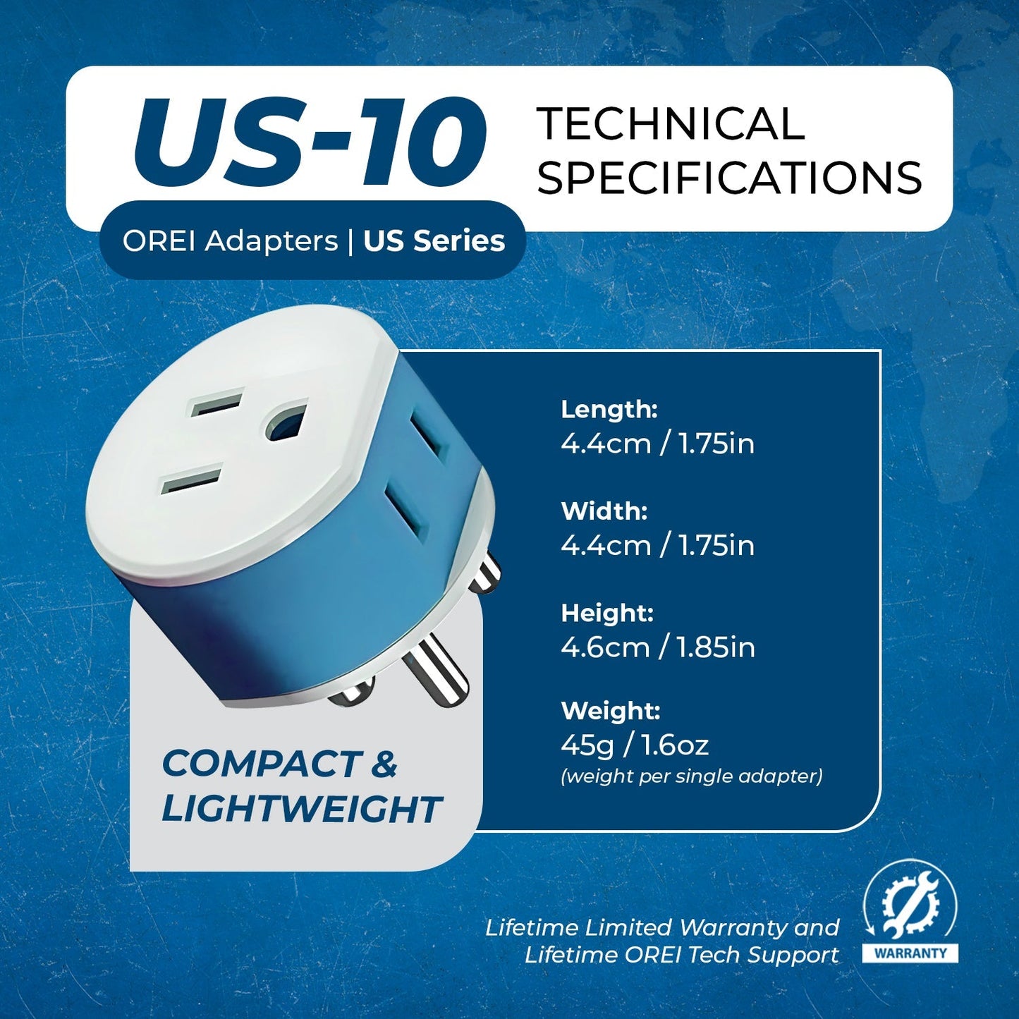 India, Nepal Travel Adapter - 2 in 1 - Type D - Compact Design (US-10)