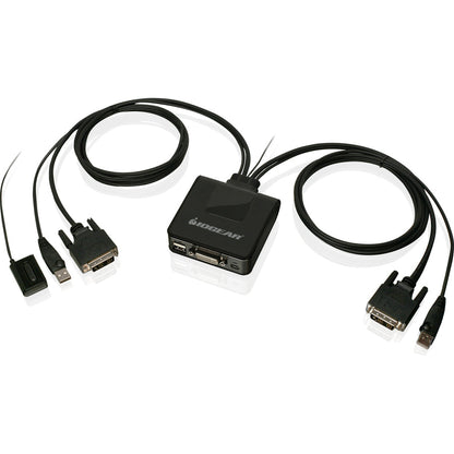 Iogear 2-Port Usb Dvi Cable Kvm With Displayport Adapters Bundle