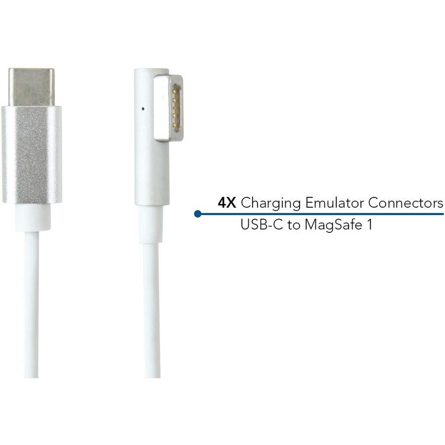 JAR Systems Emulator Charging Cables for Macbook Devices 4-Pack of USB-C PD to 0.5 in 5-Pin Magnetic MagSafe 1 Tip Connectors