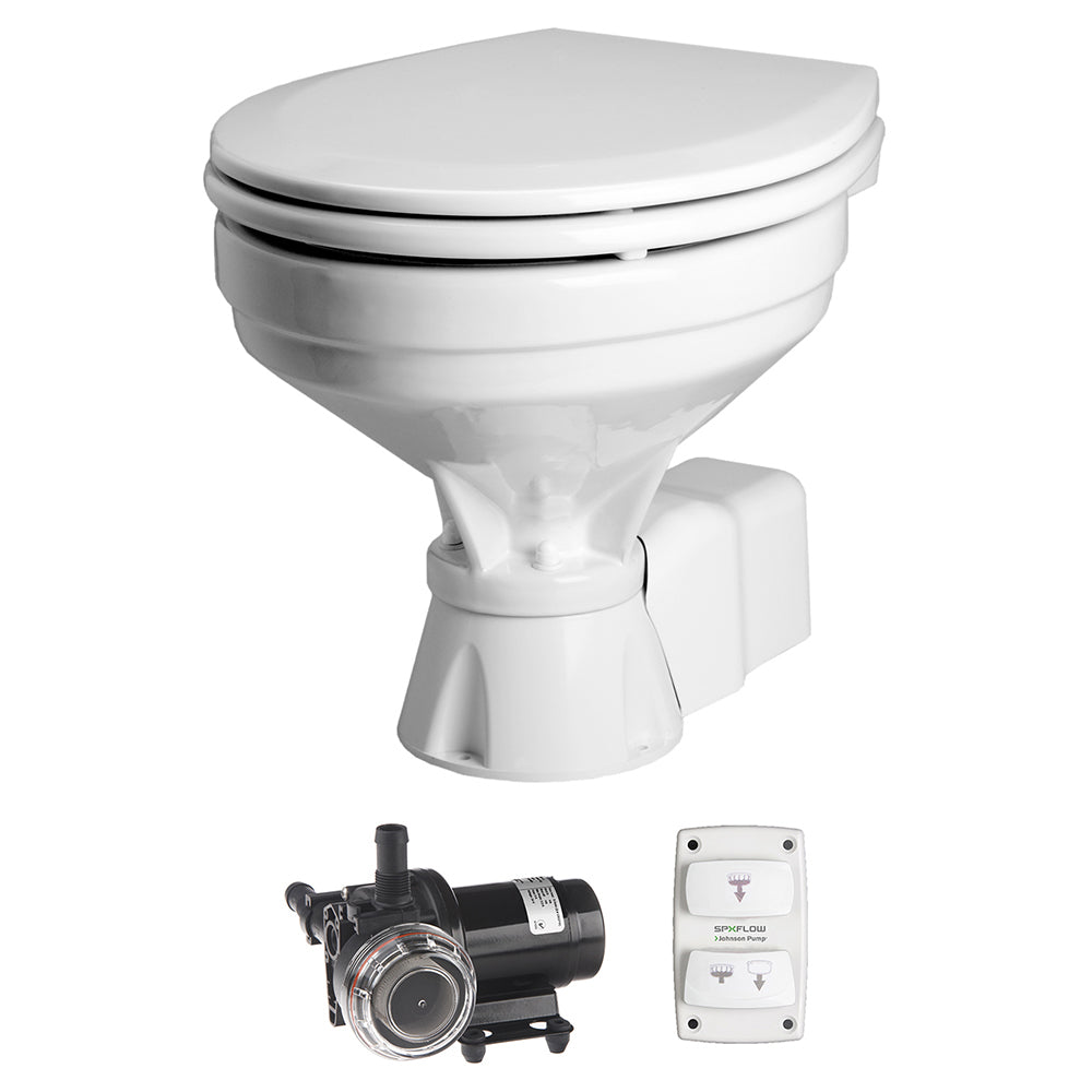 Johnson Pump Aqua T Toilet Silent Electric Comfort - 12V w/Pump