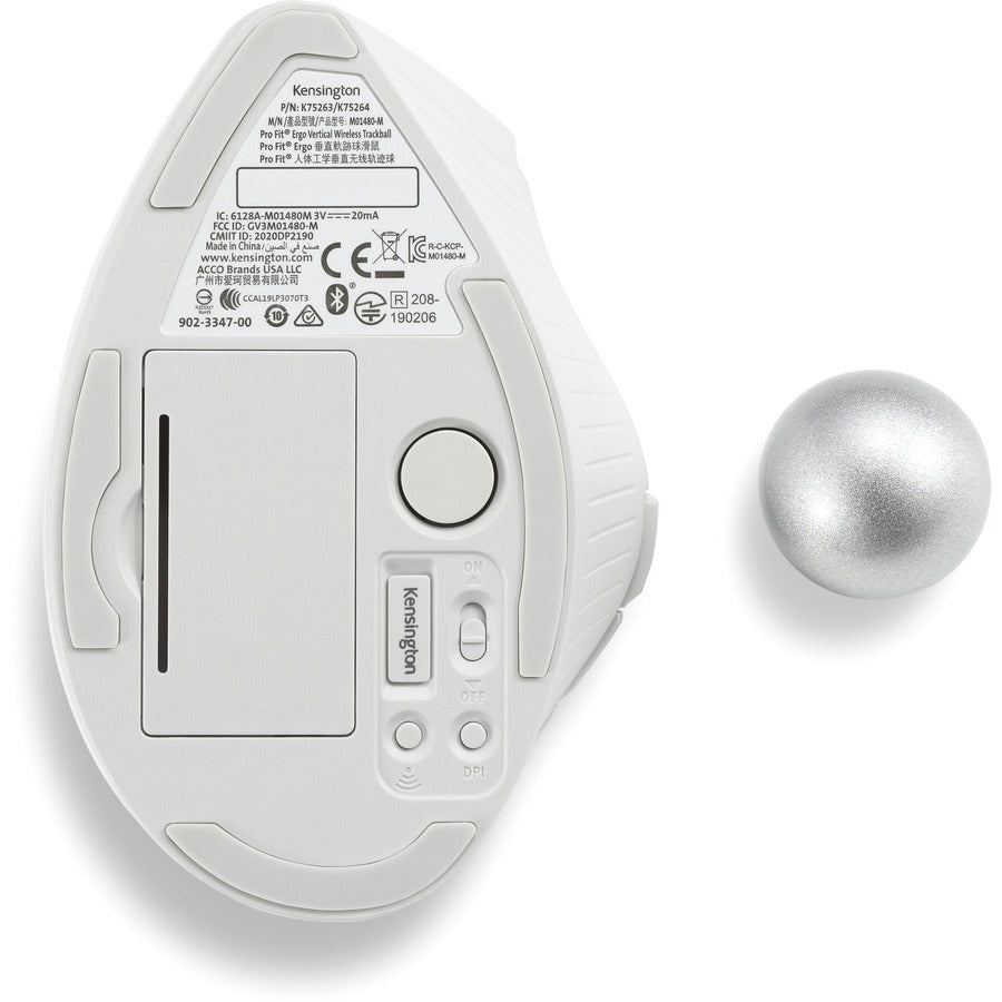 Kensington Pro Fit® Ergo Vertical Wireless Trackball - White