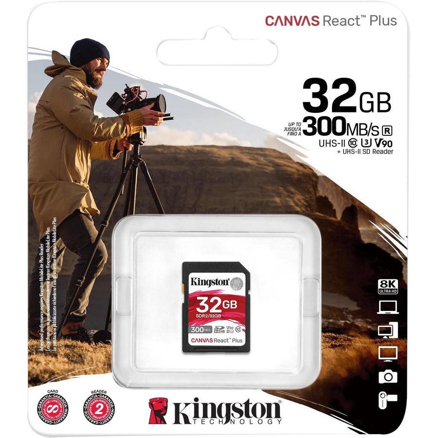 Kingston Canvas React Plus 32 Gb Class 10/Uhs-Ii (U3) V90 Sdhc