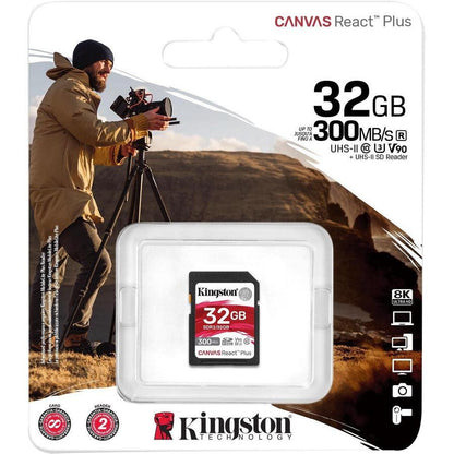 Kingston Canvas React Plus 32 Gb Class 10/Uhs-Ii (U3) V90 Sdhc