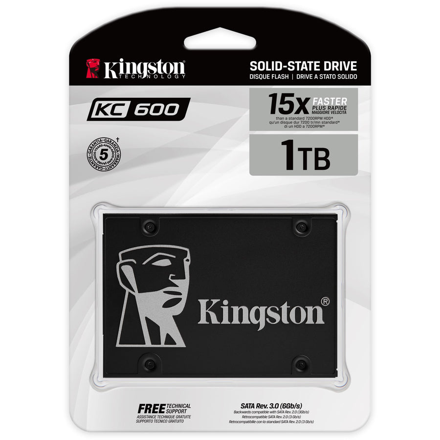 Kingston Kc600 1 Tb Solid State Drive - 2.5" Internal - Sata (Sata/600) - 3.5" Carrier