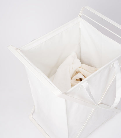 Laundry Hamper with Cotton Liner - Two Sizes - Steel + Cotton