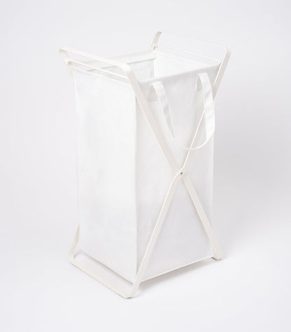 Laundry Hamper with Cotton Liner - Two Sizes - Steel + Cotton