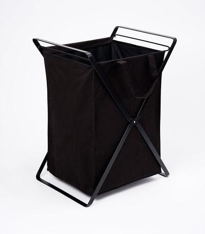 Laundry Hamper with Cotton Liner - Two Sizes - Steel + Cotton