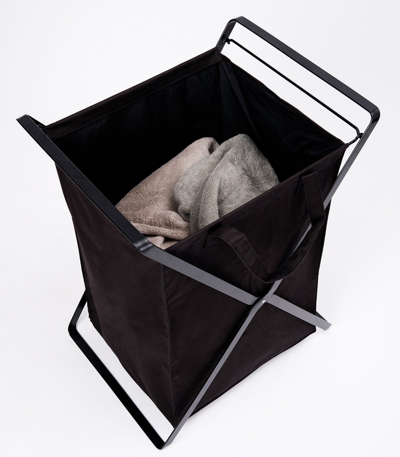 Laundry Hamper with Cotton Liner - Two Sizes - Steel + Cotton