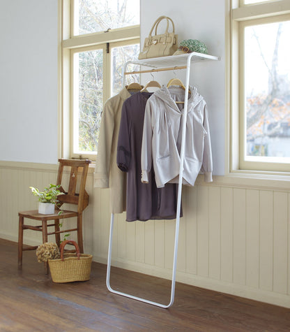 Leaning Coat Rack with Shelf (63" H) - Steel