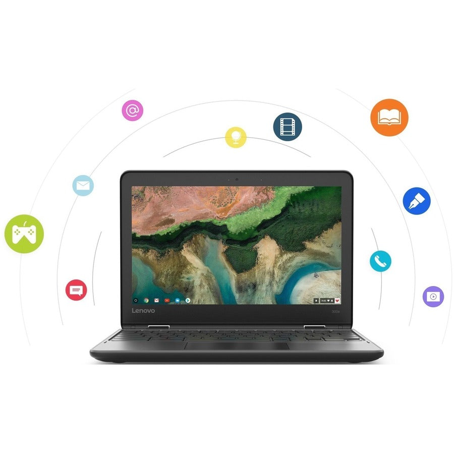 Lenovo 300E Chromebook 2Nd Gen 81Mb0065Us 11.6" Touchscreen Convertible 2 In 1 Chromebook - Hd - 1366 X 768 - Intel Celeron N4120 Quad-Core (4 Core) 1.10 Ghz - 8 Gb Total Ram - 64 Gb Flash Memory - Black