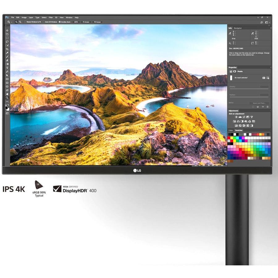 Lg Electronics 27Bn88U-B 27 Inch 1000:1 5Ms Ergo Ips Uhd 4K Ultrafine Hdmi/Displayport/ Usb3.0 Monitor W/ Speakers (Black Texture)