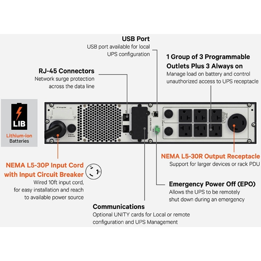 Liebert Psi5 Psi5-3000Rt120Lin - Ups (Rack-Mountable / External) - Ac 120 V - 2700 Watt - 3000 Va - Ethernet 10/100 - Output Connectors: 7 - 2U