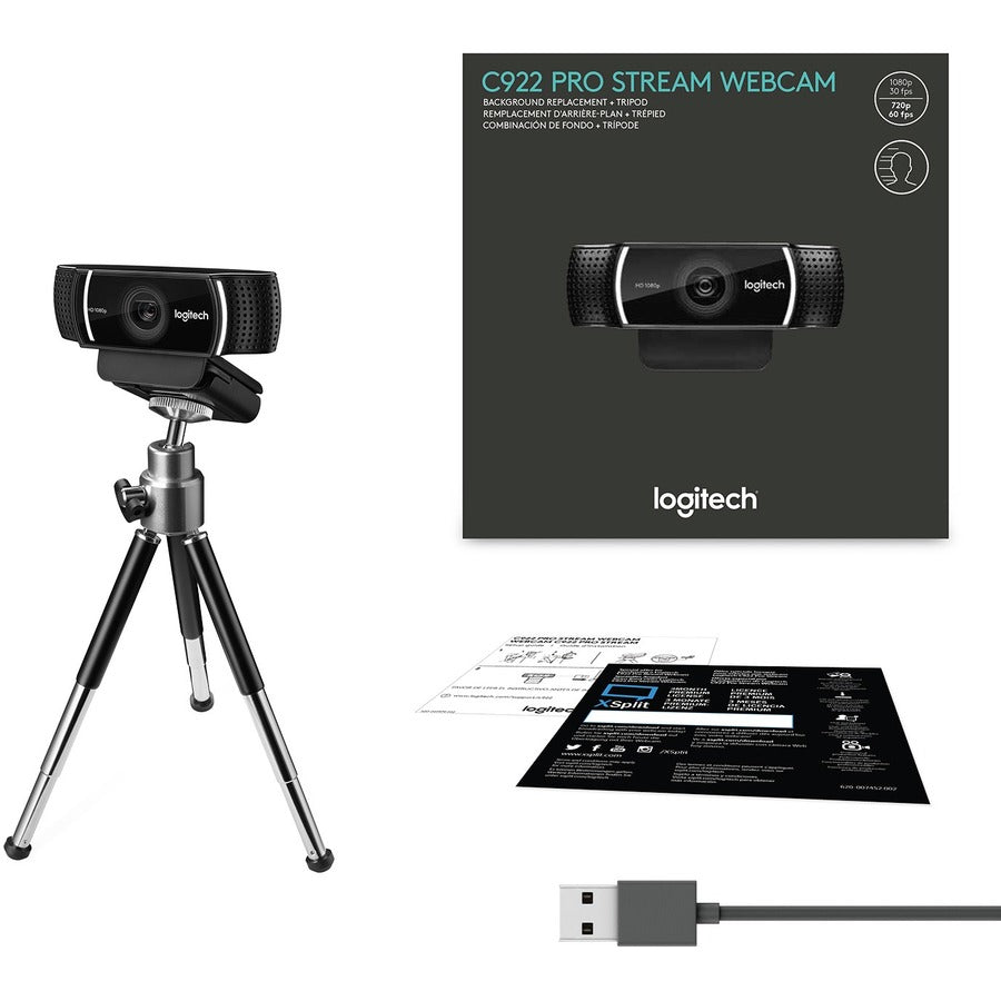 Logitech C922 Pro Stream Webcam 1920 X 1080 Pixels Usb Black