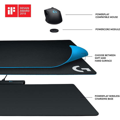 Logitech G Powerplay Wireless Charging System Gaming Mouse Pad Black