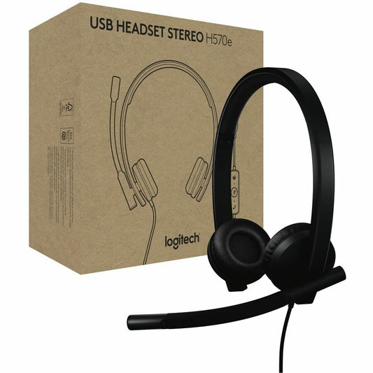 Logitech H570e USB Headset With Microphone for PC and Mac, USB-A Wired Headset With Stereo Sound, Noise-Canceling Mics and Inline Controls, Certified for Microsoft Teams, Black