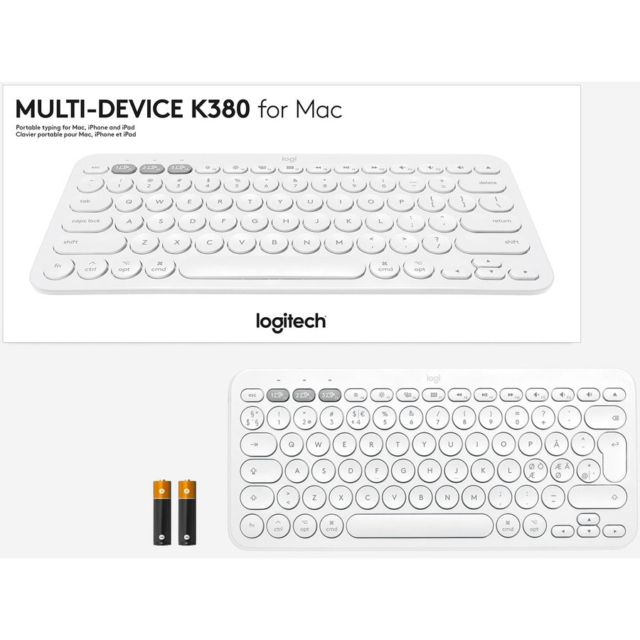 Logitech K380 For Mac Keyboard Bluetooth Qwerty Us English White
