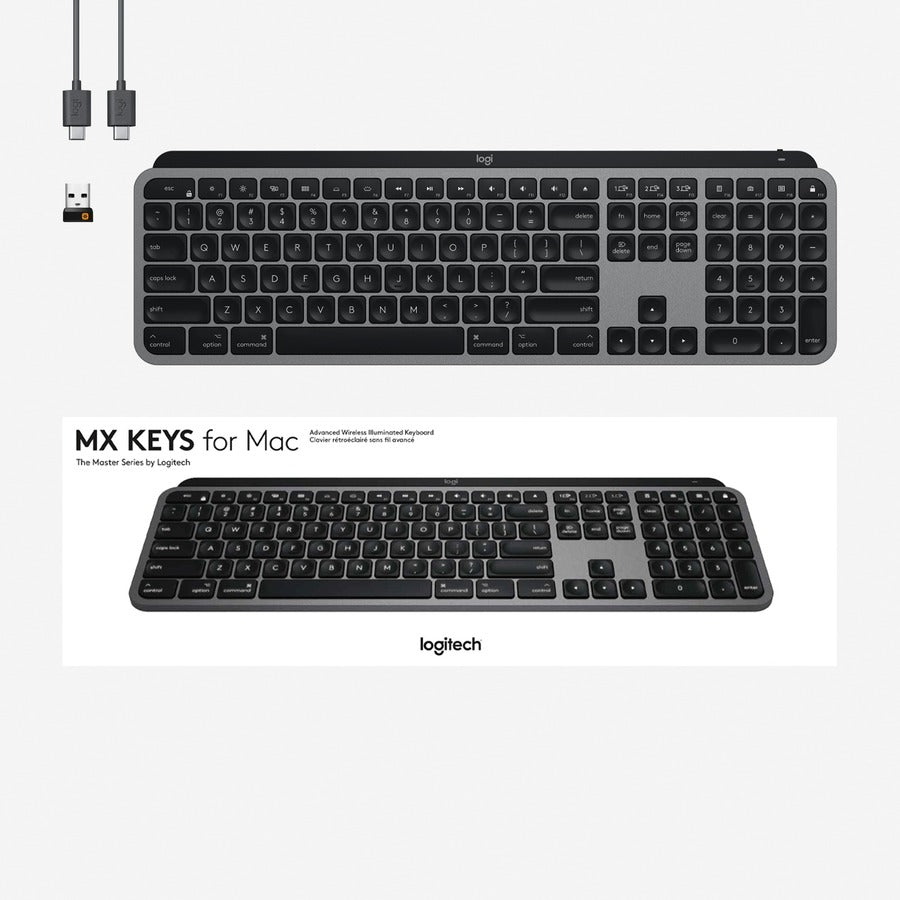 Logitech Mx Keys For Mac Keyboard Rf Wireless + Bluetooth Grey