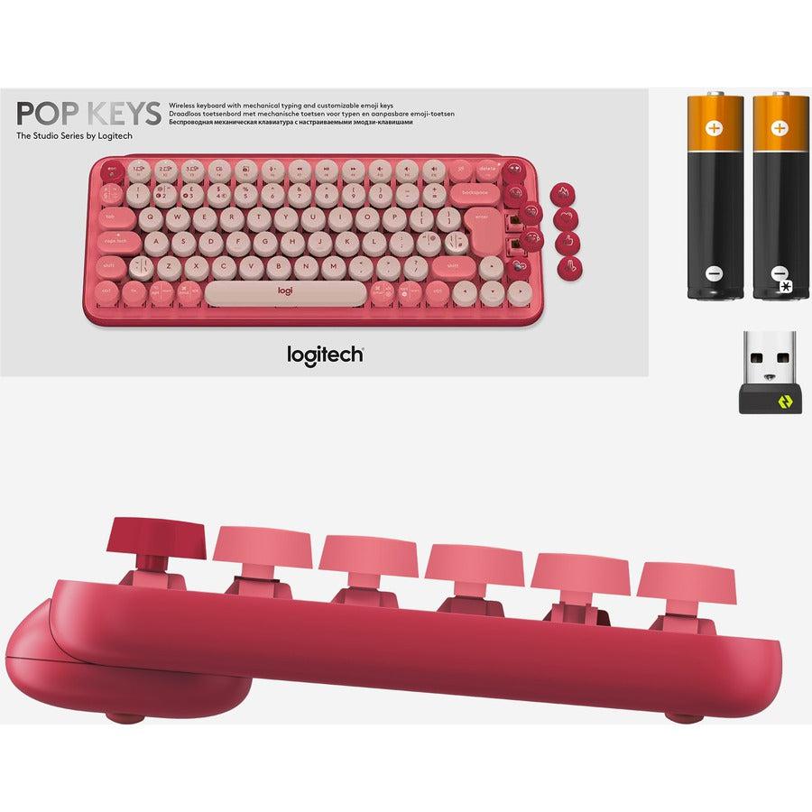 Logitech Pop Keys Keyboard Rf Wireless + Bluetooth Burgundy, Pink, Rose