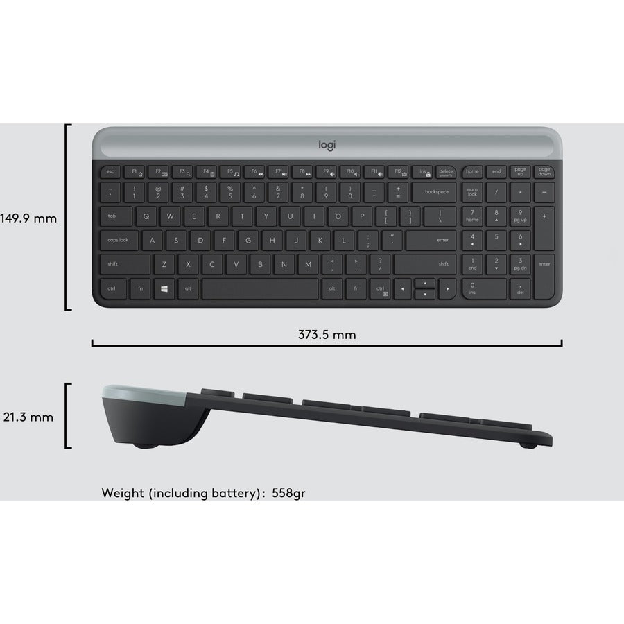 Logitech Slim Wireless Combo Mk470 Keyboard Rf Wireless Graphite