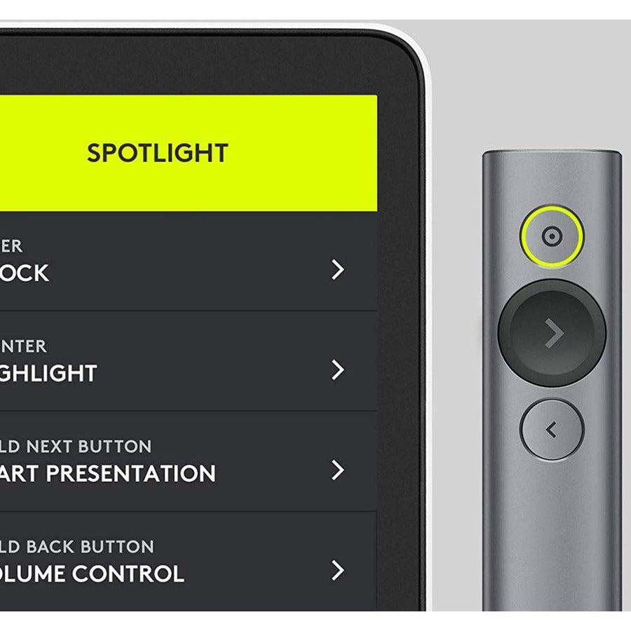 Logitech Spotlight Presentation Remote Wireless Presenter Bluetooth Grey
