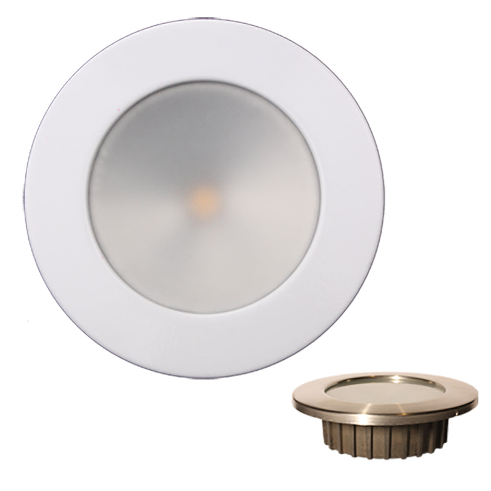 Lunasea &ldquo;ZERO EMI&rdquo; Recessed 3.5&rdquo; LED Light - Warm White w/White Stainless Steel Bezel - 12VDC