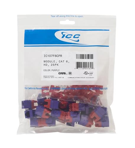 MODULE- CAT 6- HD- 25PK- PURPLE ICC-IC107F6CPR