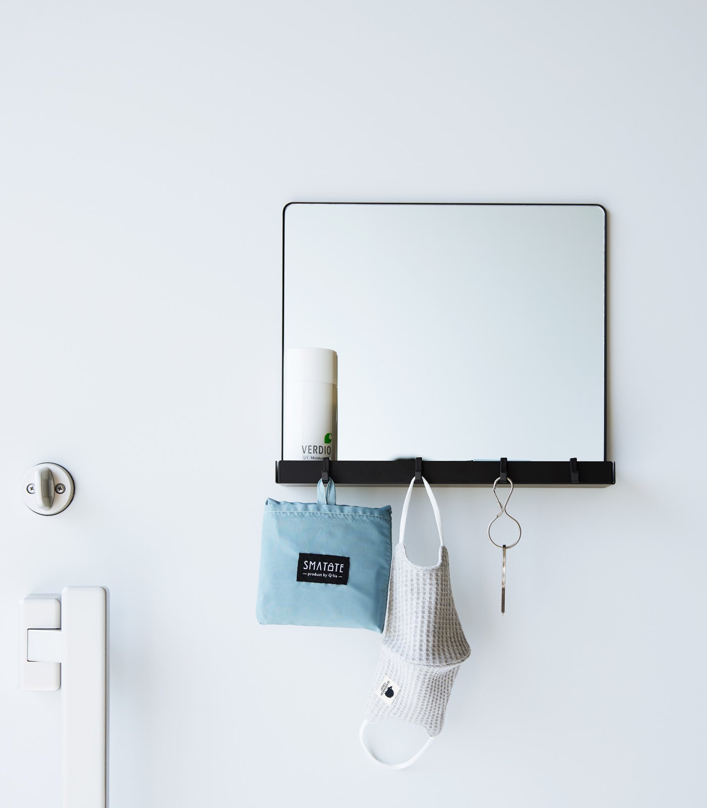 Magnetic Mirror with Storage Rack - Glass