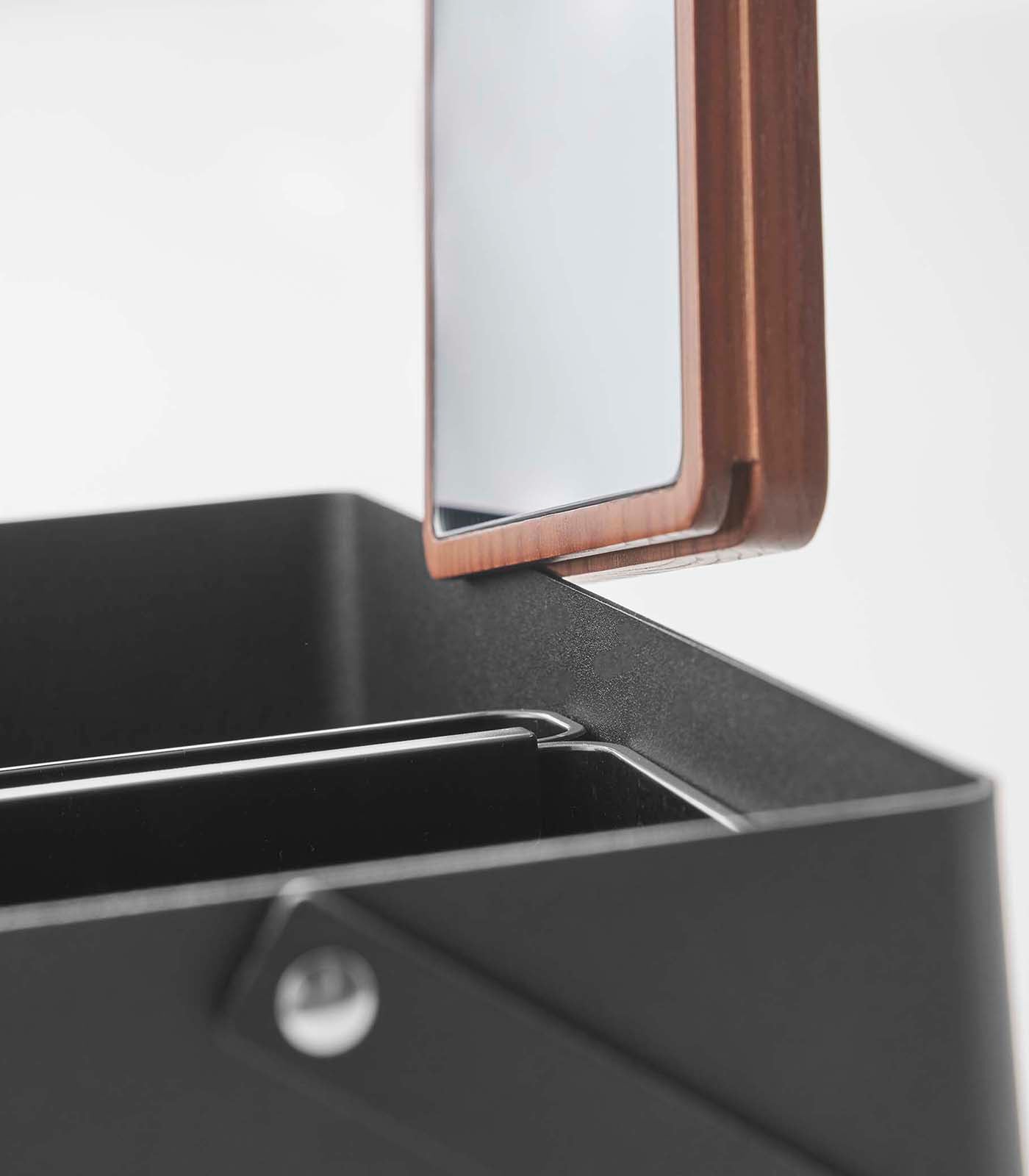 Makeup Organizer with Mirror - Steel + Wood