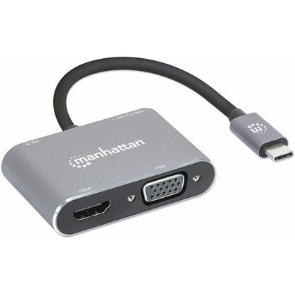Manhattan USB-C to HDMI & VGA 4-in-1 Docking Converter with Power Delivery - for
