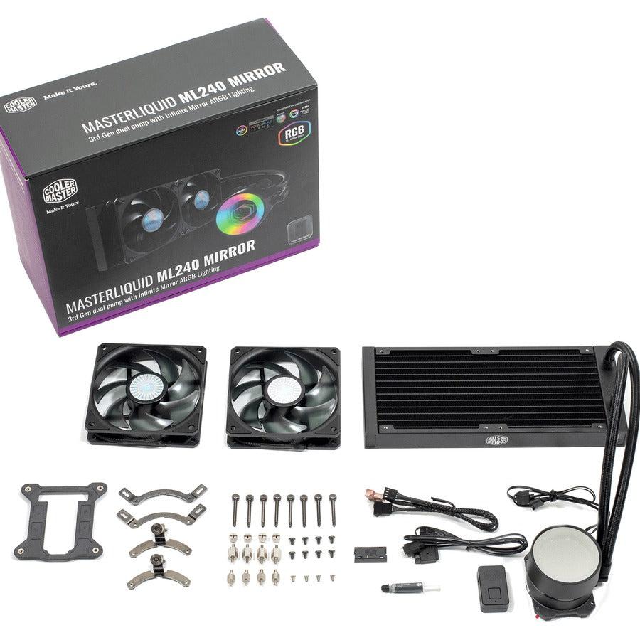 Masterliquid Ml240 Mirror Argb Close-Loop Aio Cpu Liquid Cooler, Mirror Argb Pump, 240 Radiator,