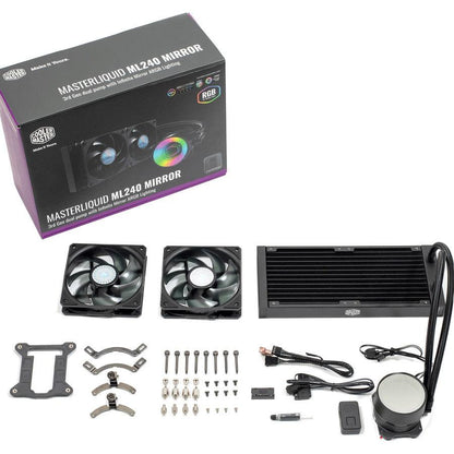 Masterliquid Ml240 Mirror Argb Close-Loop Aio Cpu Liquid Cooler, Mirror Argb Pump, 240 Radiator,