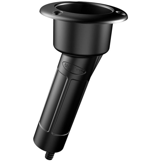 Mate Series Plastic 15&deg; Rod &amp; Cup Holder - Drain - Round Top - Black