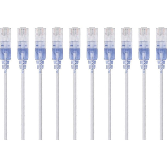 Monoprice 10-Pack, Slimrun Cat6A Ethernet Network Patch Cable, 3Ft White