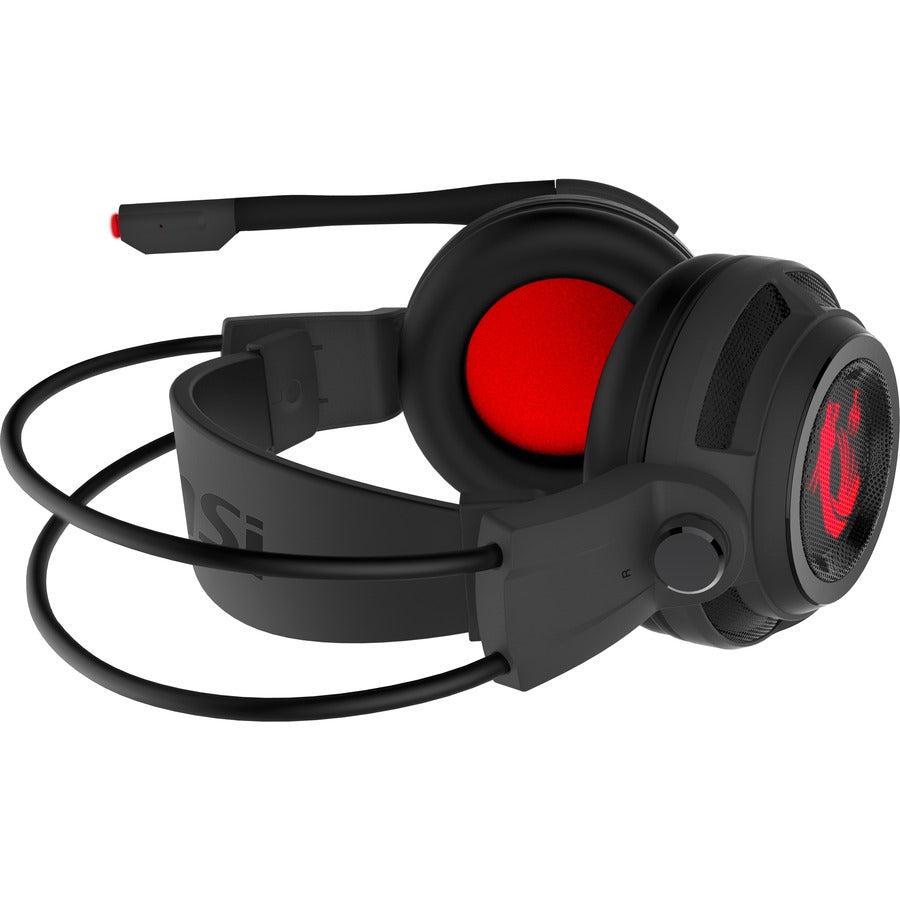 Msi Ds502 7.1 Virtual Surround Sound Gaming Headset 'Black With Ambient Dragon Logo, Wired Usb Connector, 40Mm Drivers, Inline Smart Audio Controller, Ergonomic Design'