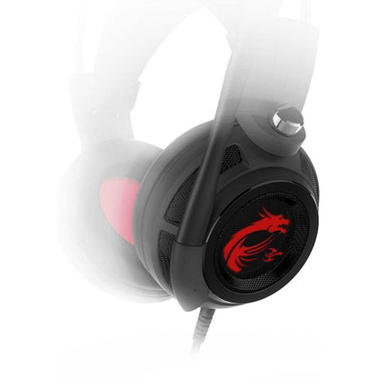 Msi Ds502 7.1 Virtual Surround Sound Gaming Headset 'Black With Ambient Dragon Logo, Wired Usb Connector, 40Mm Drivers, Inline Smart Audio Controller, Ergonomic Design'