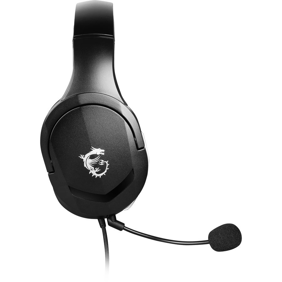 Msi Immerse Gh20 Gaming Headset '3.5Mm Inline With Audio Splitter Accessory, Black, 40Mm Drivers, Unidirectional Mic, Pc & Cross-Platform Compatibility'