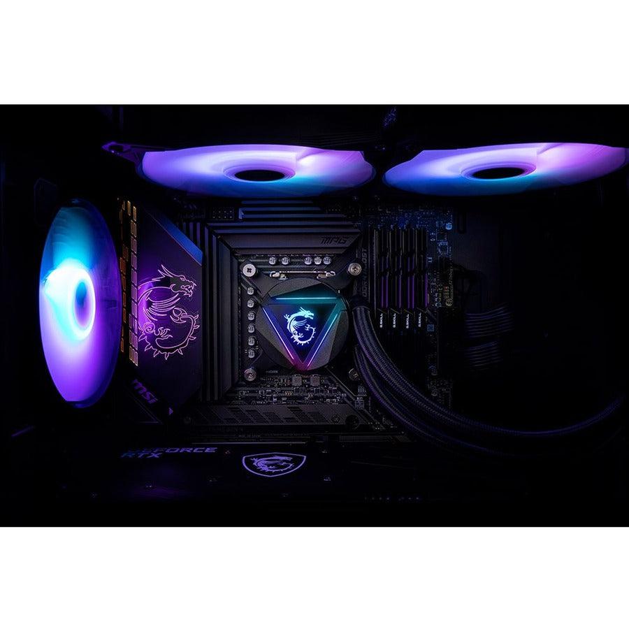 Msi Mag Series Coreliquid 280R, Rgb Cpu Liquid Cooler (Aio): Rotatable Blockhead Design, 280Mm Radiator, Dual 140Mm Rgb Pwm Fans