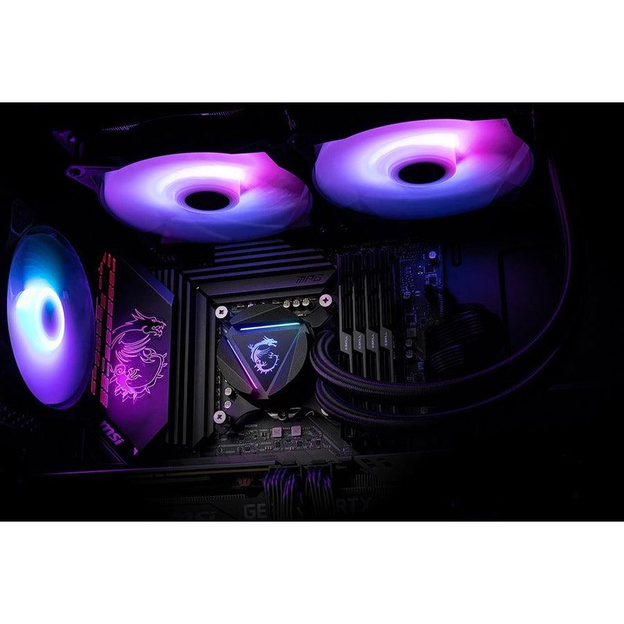 Msi Mag Series Coreliquid 280R, Rgb Cpu Liquid Cooler (Aio): Rotatable Blockhead Design, 280Mm Radiator, Dual 140Mm Rgb Pwm Fans