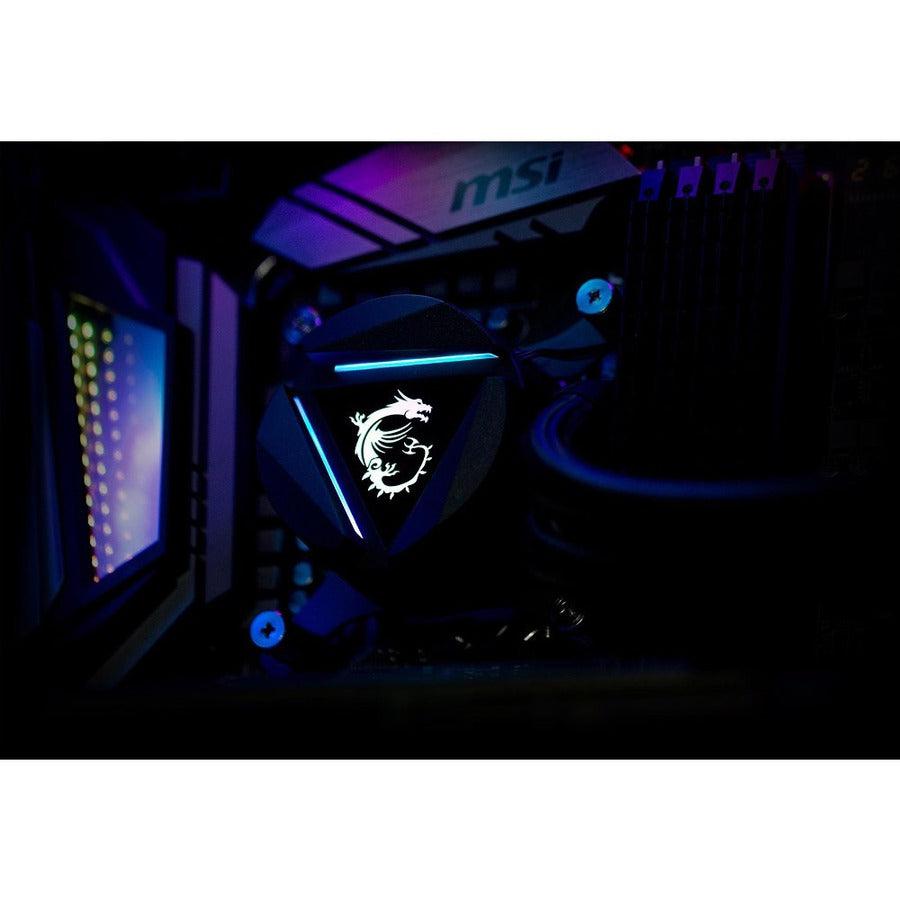 Msi Mag Series Coreliquid 280R, Rgb Cpu Liquid Cooler (Aio): Rotatable Blockhead Design, 280Mm Radiator, Dual 140Mm Rgb Pwm Fans