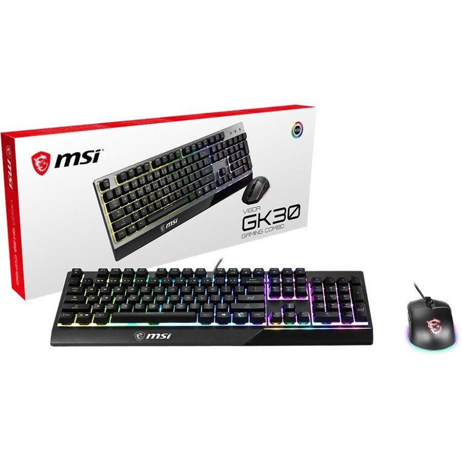 Msi Vigor Gk30 Combo Rgb Memchanical Gaming Keyboard + Clutch Gm11 Gaming Mouse ' Uk Layout, 6-Zone Rgb Lighting Keyboard, Dual-Zone Rgb Lighting Mouse, 5000 Dpi Optical Sensor, Rgb Mystic Light'