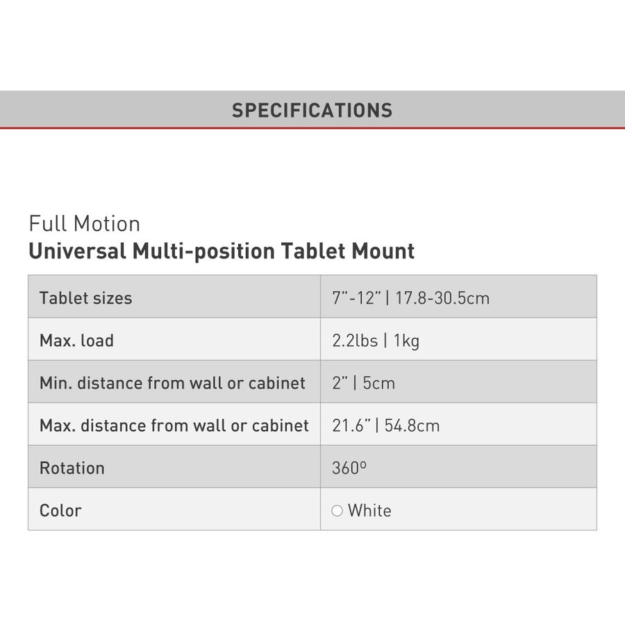 Multi-Position Tablet Mount,Fits 7In-12In Tablets Up To 2.2Lbs.