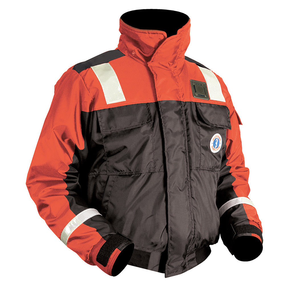 Mustang Classic Flotation Bomber Jacket w/Reflective Tape - Orange/Black - Large