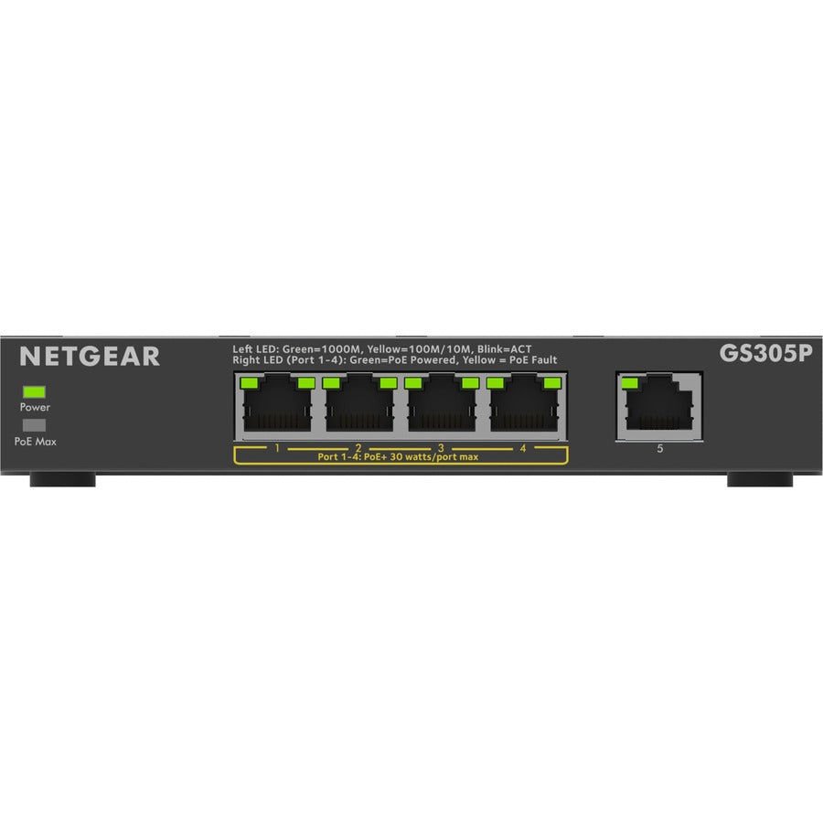 Netgear GS305P Ethernet Switch - 5 Ports - Gigabit Ethernet - 2 Layer Supported - 66.78 W