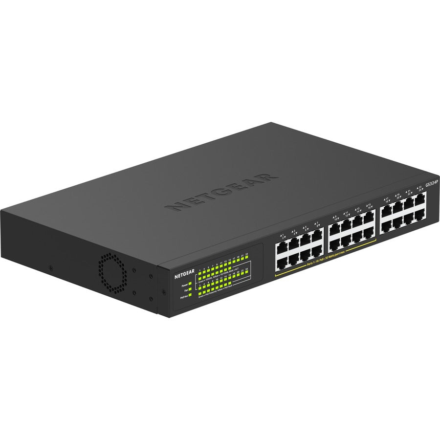 Netgear Gs324P Unmanaged Gigabit Ethernet (10/100/1000) Power Over Ethernet (Poe) 1U Black