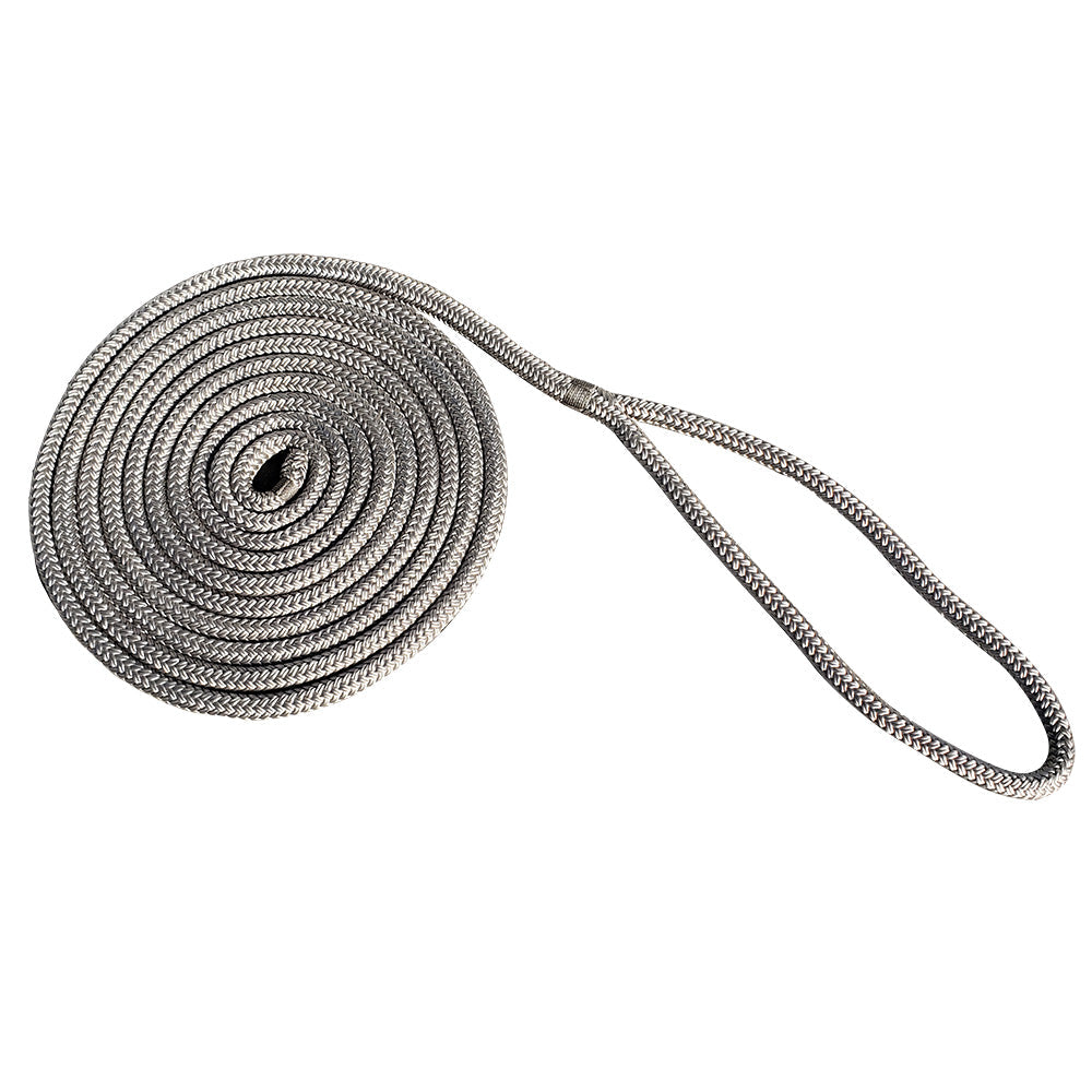 New England Rope 1/2" x 25&#39; Nylon Double Braid Dock Line - Grey