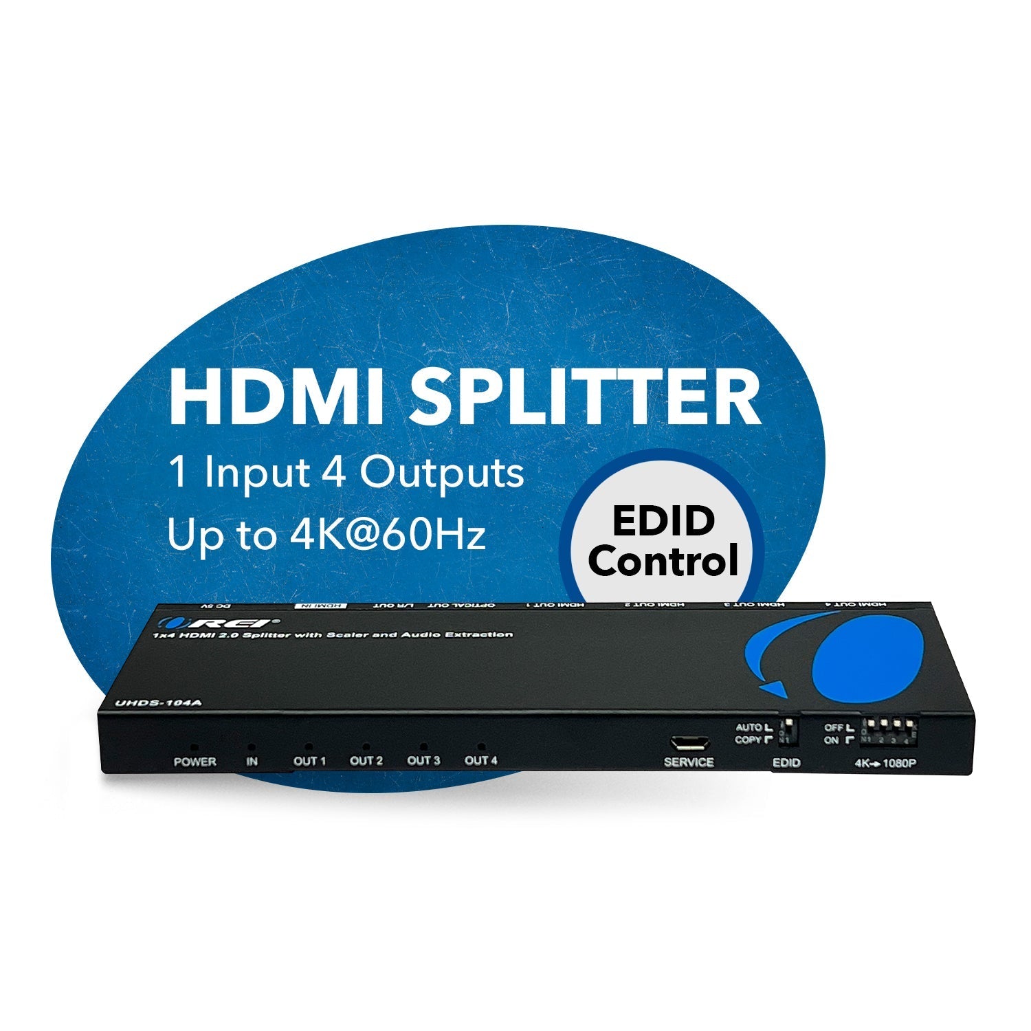 OREI 4K 1x4 HDMI Splitter with Scaler, Audio Extractor & EDID management (UHDS-104A)