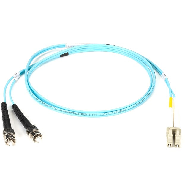 Om3 50/125 Multimode Fiber Optic Patch Cable - Ofnr Pvc, St To Lc, Aqua, 1-M (3.