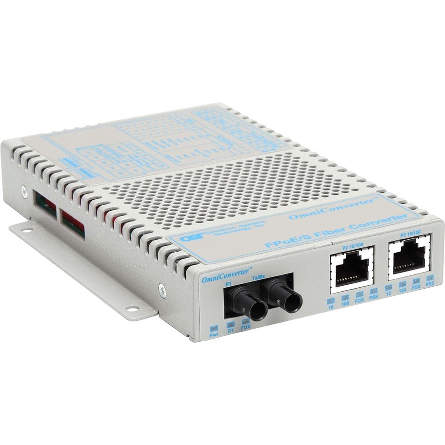 Omniconverter 10/100 Poe Ethernet Fiber Media Converter Switch Rj45 St Multimode 5Km Wide Temp 9300-0-21W