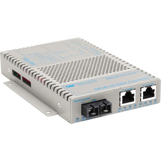 Omniconverter 10/100/1000 Poe+ Gigabit Ethernet Fiber Media Converter Switch Rj45 Sc Multimode 550M Wide Temp 9422-0-21W